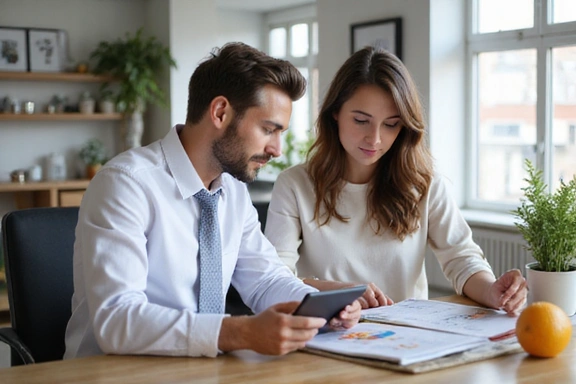 A nutritionist consulting with a client, showing a personalized approach with visual aids