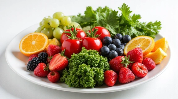 A colorful plate of detoxifying fruits and vegetables
